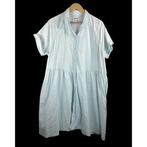 PACT Organic Cotton relaxed pleated shirt dress light blue 90s sz XXL